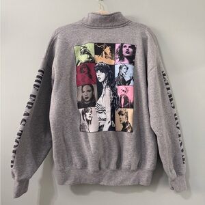 Taylor Swift Eras Tour Official Merch 1/4 Zip Pullover Gray Sweatshirt Size M